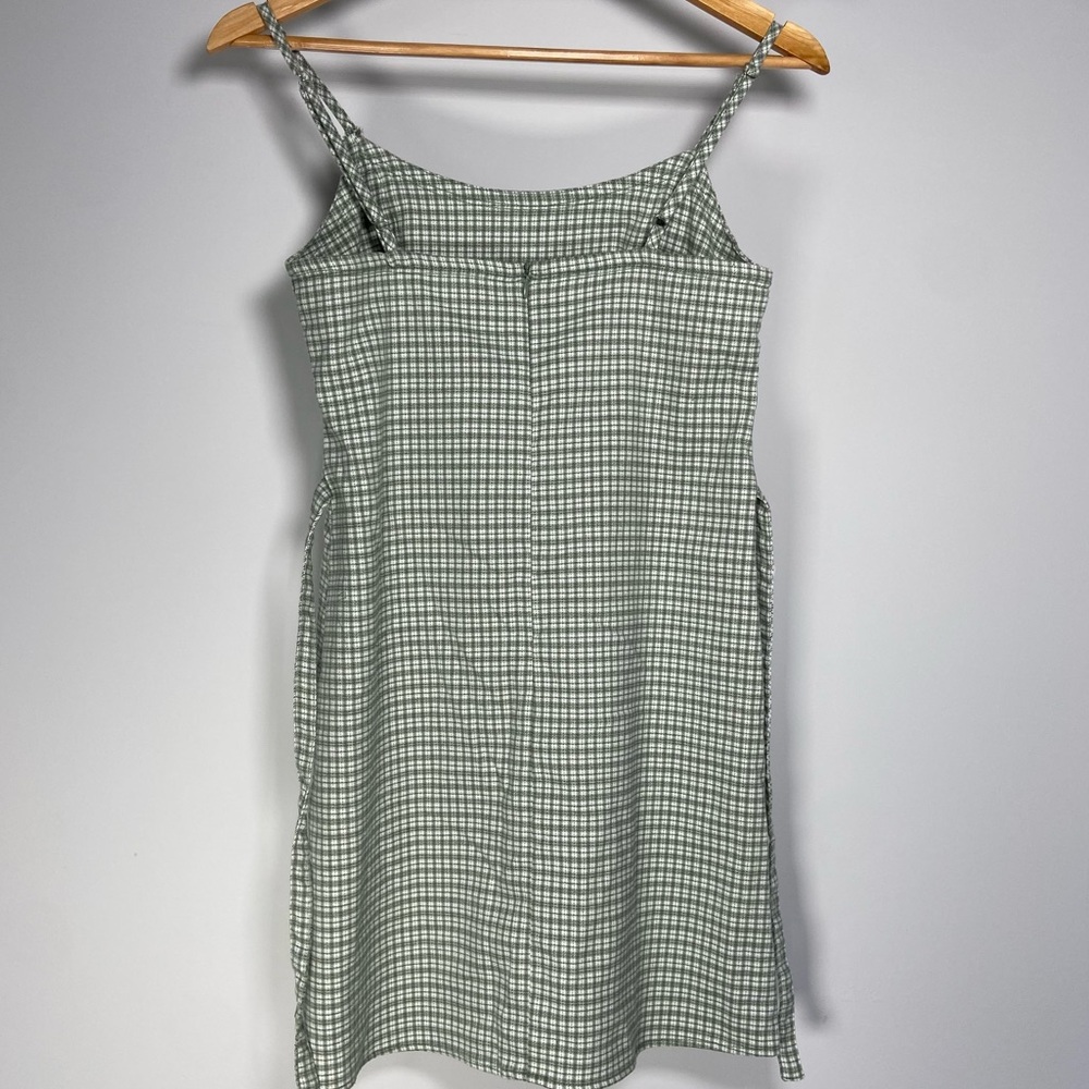 John Galt Plaid Shift Dress Mini White Gingham Preppy Pistachio Green Picnic - Picture 7 of 12